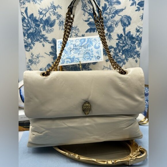 🆕 KURT GEIGER LONDON 🧿 NWT XXL Kew Leather Bag, Off White Leather - Picture 2 of 16